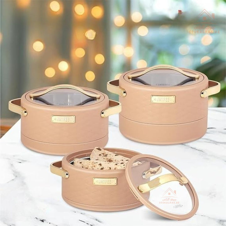 JAYPEE Luxura Klass Luxury Insulated Hot Pot Set (1500ml, 2000ml, 2500ml) | Premium Thermal Casserole | Keeps Food Warm for Hours.made in india. - Souk Al Ras