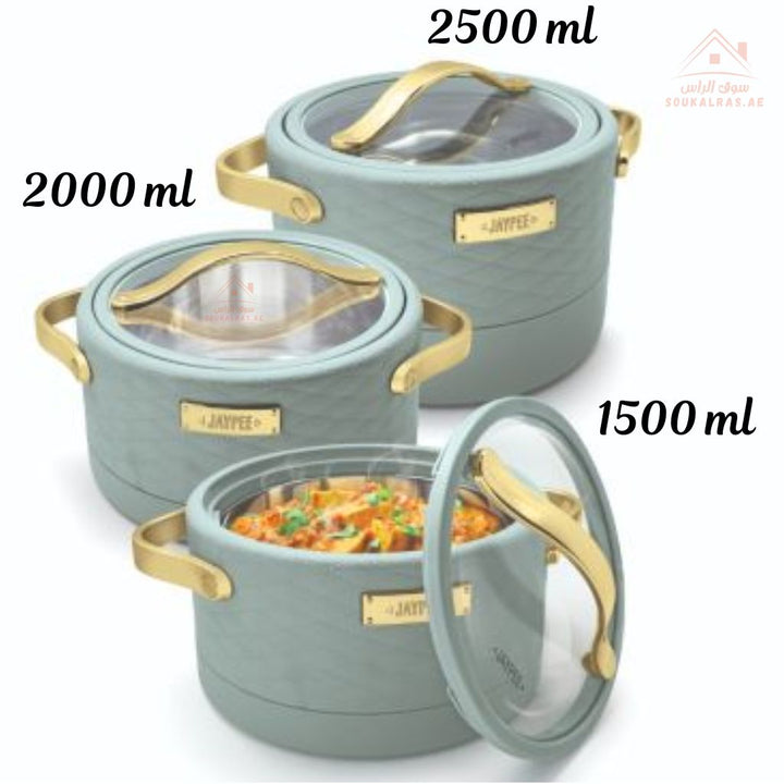 JAYPEE Luxura Klass Luxury Insulated Hot Pot Set (1500ml, 2000ml, 2500ml) | Premium Thermal Casserole | Keeps Food Warm for Hours.made in india. - Souk Al Ras