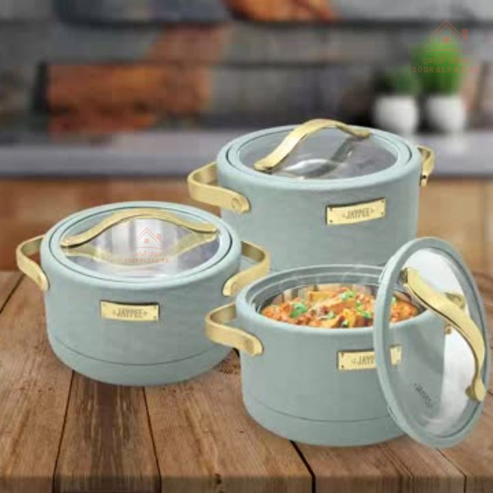 JAYPEE Luxura Klass Luxury Insulated Hot Pot Set (1500ml, 2000ml, 2500ml) | Premium Thermal Casserole | Keeps Food Warm for Hours.made in india. - Souk Al Ras