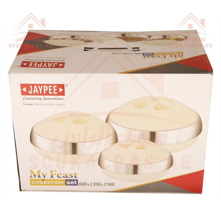 JAYPEE My Feast 3 - Piece Casserole Set | 800ml, 1200ml, 1500ml | Premium Insulated Hot Pot Set - Souk Al Ras