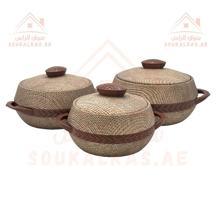 Jaypee Natura Thermal Insulated Casserole Hot Pot - 3Piece Set (1L, 1.5L, 2L) - Durable Construction - Sleek Design. - Souk Al RasServeware