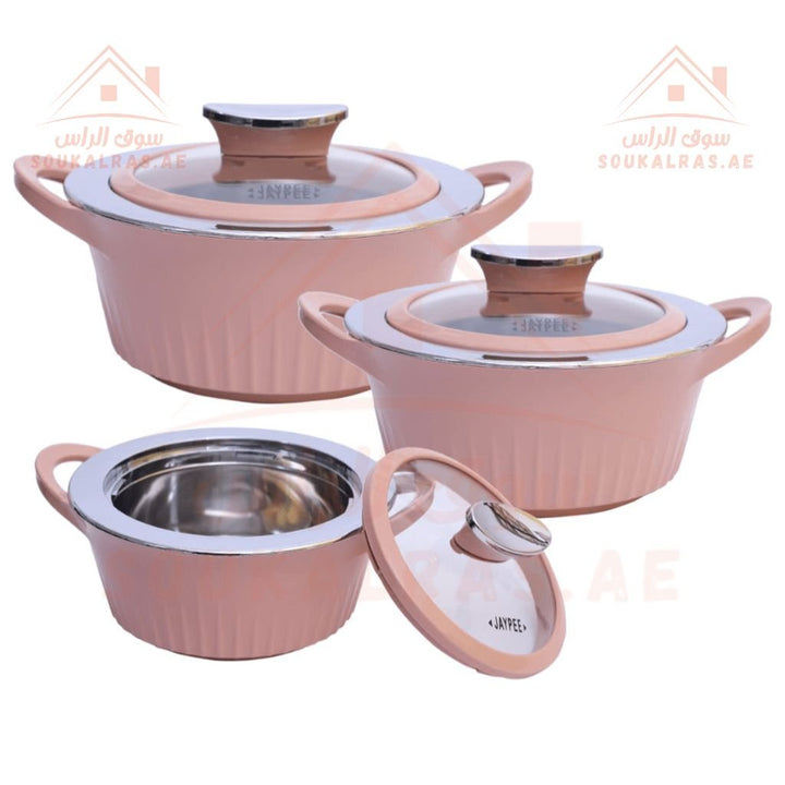 JAYPEE Olivia Thermal Insulated Casserole Hot Pot Food Warmer Set of 3 (1L - 1.5L - 2L) - Souk Al RasServeware