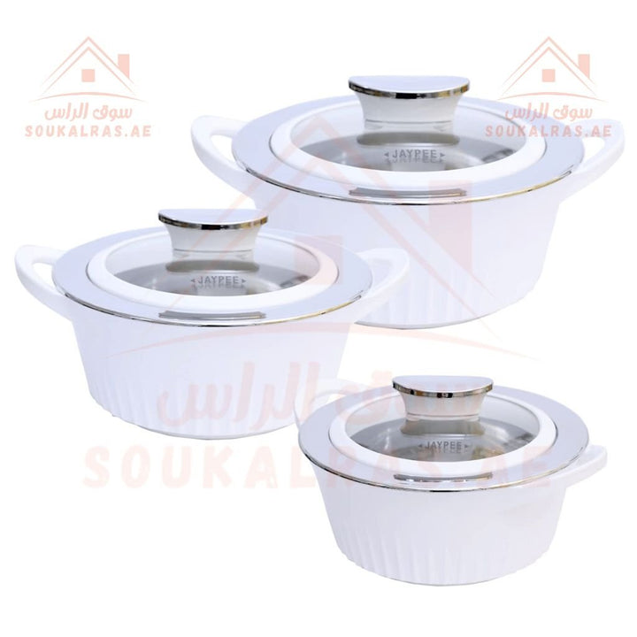 JAYPEE Olivia Thermal Insulated Casserole Hot Pot Food Warmer Set of 3 (1L - 1.5L - 2L) - Souk Al RasServeware