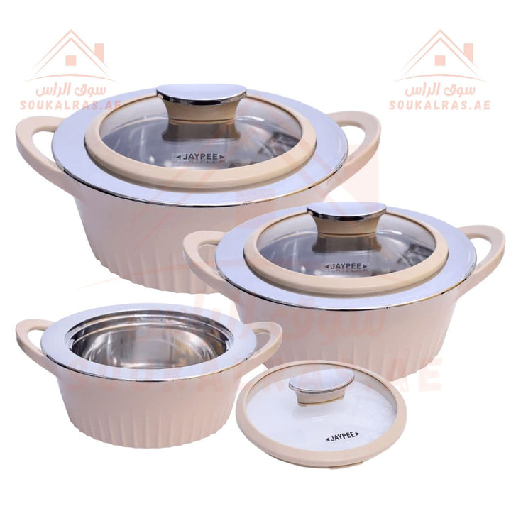 JAYPEE Olivia Thermal Insulated Casserole Hot Pot Food Warmer Set of 3 (1L - 1.5L - 2L) - Souk Al RasServeware