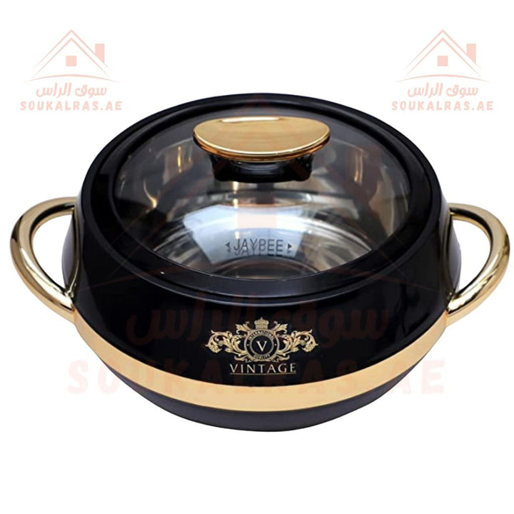 JAYPEE Vintage Thermal Insulated Casserole Hot Pot Food Warmer Set of 3 (1L, 1.5L, 2L) In Black - Souk Al RasServeware