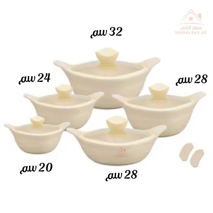 JIO Friendly 12 - Piece Granite Cookware Set | Cream Non - Stick Casseroles with Glass Lids | Even Cooking Performance - Souk Al Ras