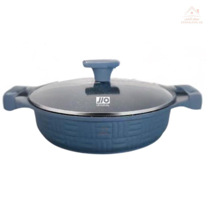 JIO Granite Coating 10 - Piece Cookware Set | Modern blue finish with stylish handles and tempered glass lids | Non - Stick & Durable - Souk Al Ras
