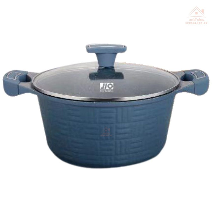JIO Granite Coating 10 - Piece Cookware Set | Modern blue finish with stylish handles and tempered glass lids | Non - Stick & Durable - Souk Al Ras
