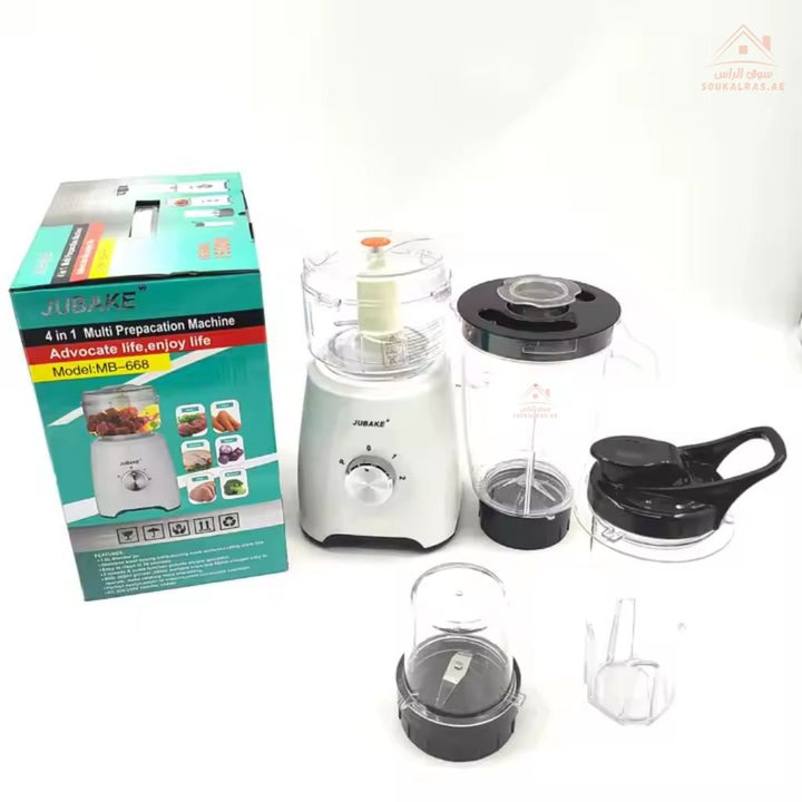 Jubake 4 - in - 1 Blender & Food Processor Set | 1500W Multi - Prep Machine | High - quality plastic & stainless steel blades - Souk Al Ras