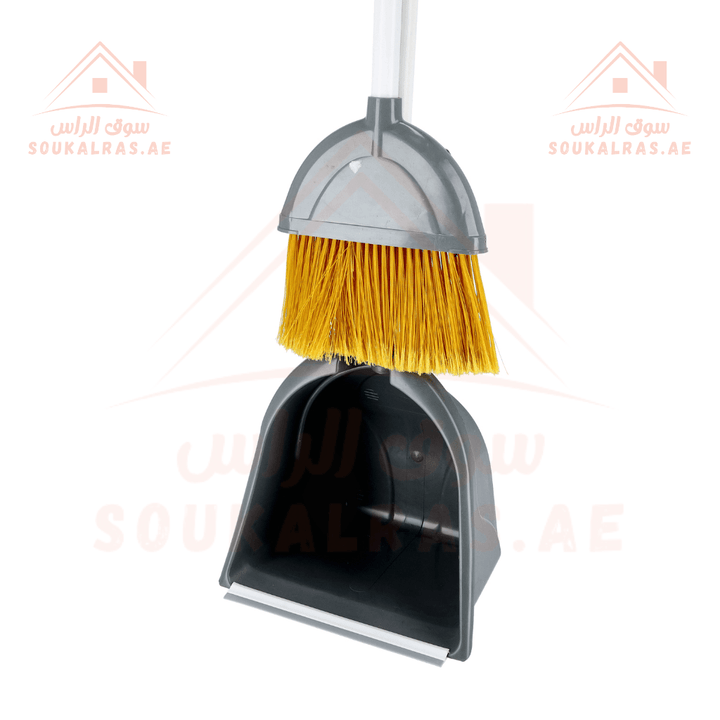 Jumbo Dust Pan and Brush Set - Long Handle, Plastic Pan - Souk Al RasHousehold Cleaning Supplies