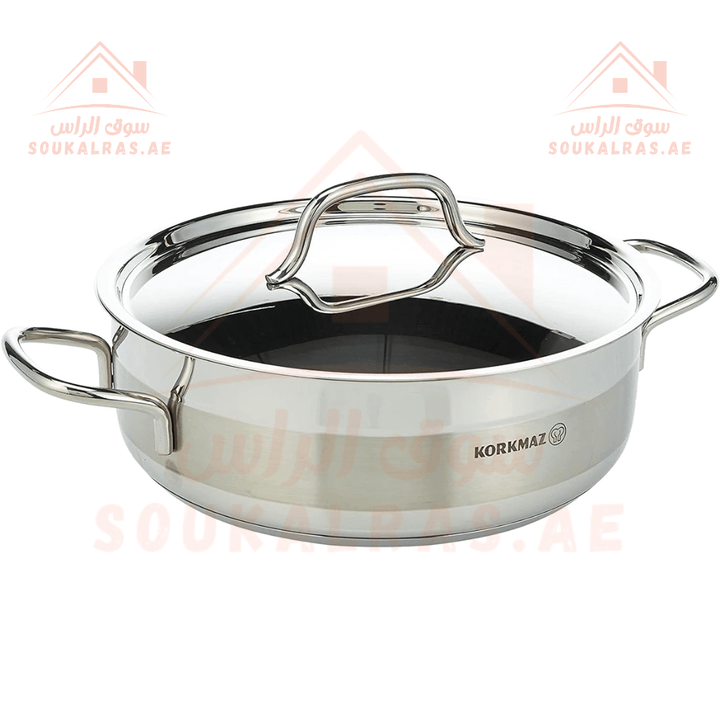 Korkmaz Alfa 18/10 Stainless Steel Cookware Set 9 Pieces| Sizes (5.5L , 3.5L , 3.5 L , 2.7 L , 1.8 L ) | Durable & Elegant Kitchenware - Souk Al Ras