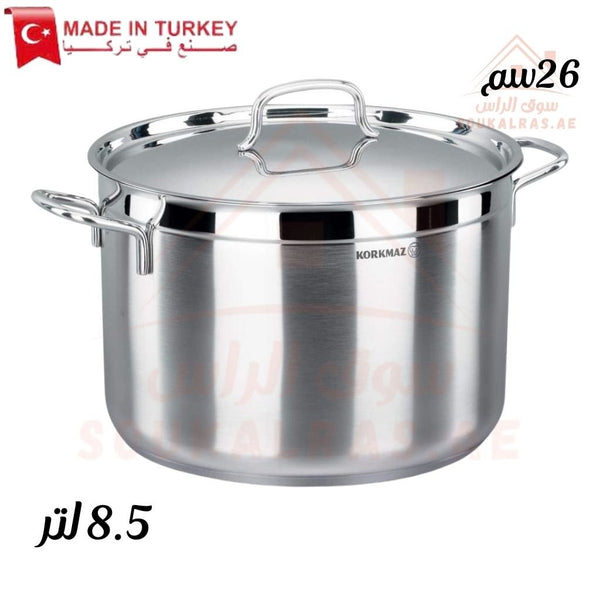 Korkmaz Alfa Extra Deep Casserole 8.5L | 26x16cm | 18/10 Stainless Steel | Made in Turkey - Souk Al Ras