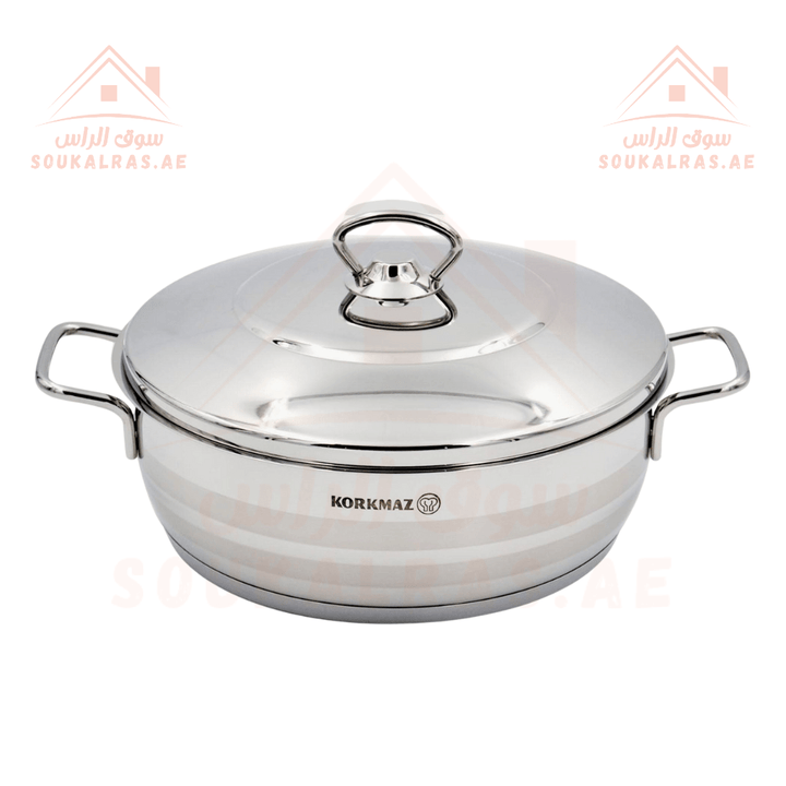 Korkmaz Astra 9Pcs Stainless Steel 18/10 Cookware Set with Induction & Solar Base - Souk Al RasCookware Sets