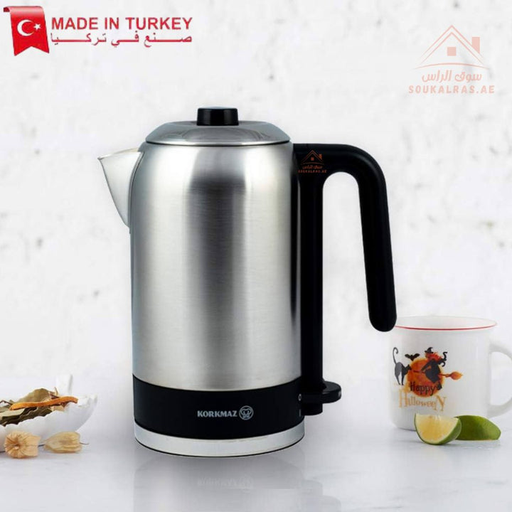 Korkmaz TRIA 1.2L| electric kettle Sleek stainless steel body |Fast boiling | Made In Turkey - Souk Al Ras