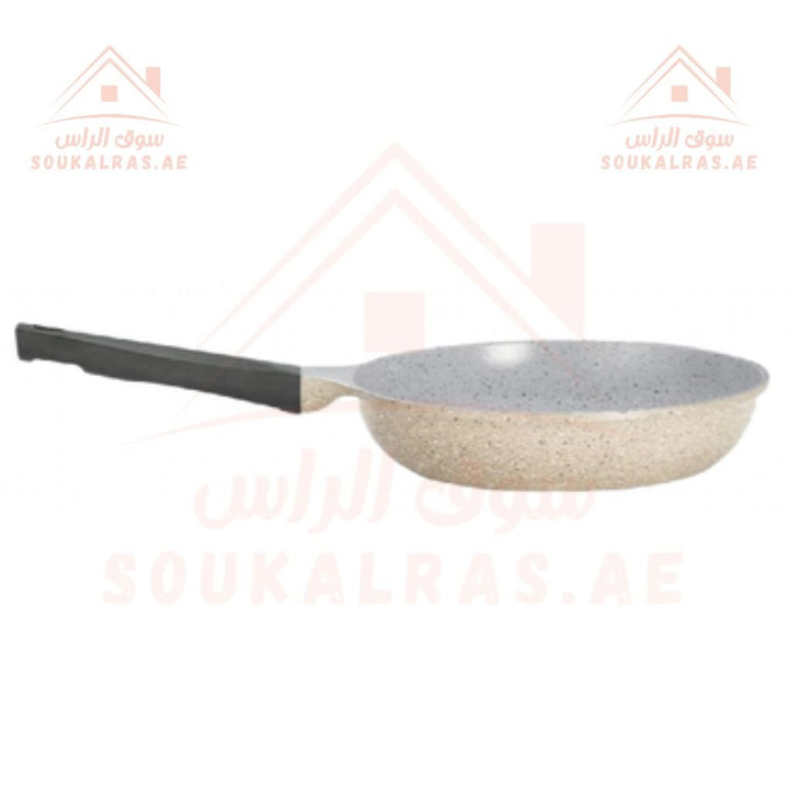 Lahoya Beige Marble 9 - Piece Cooking Set | 26cm, 24cm, 20cm Casseroles & 26cm Fry Pan | Non - Stick & Durable - Souk Al Ras