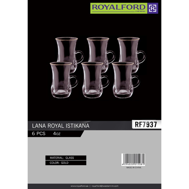 Lana Royal Istikana Glass - Classic Design 6 Pcs - 120ml - Souk Al RasCups & Mugs