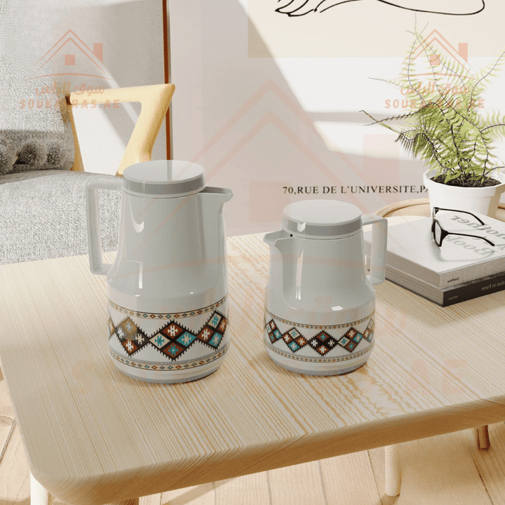 Legend 0.5L & 1L Dallah Set | Heritage Design | Pink Glass Interior | 12 Hours Heat Retention | 3 - Year Warranty | Emirates Quality Certified - Souk Al Ras