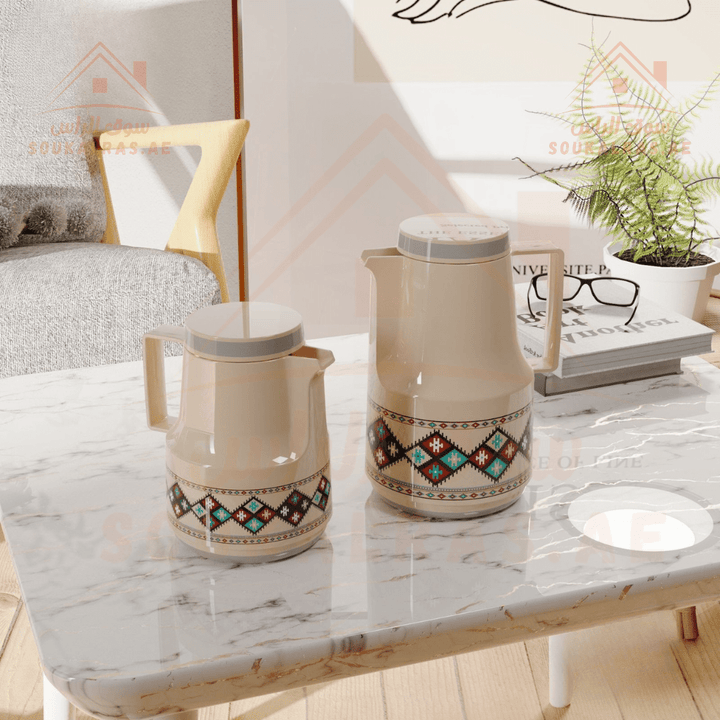 Legend 0.5L & 1L Dallah Set | Heritage Design | Pink Glass Interior | 12 Hours Heat Retention | 3 - Year Warranty | Emirates Quality Certified - Souk Al Ras