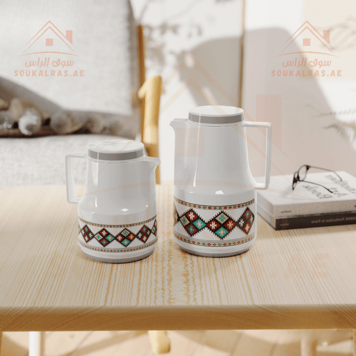 Legend 0.5L & 1L Dallah Set | Heritage Design | Pink Glass Interior | 12 Hours Heat Retention | 3 - Year Warranty | Emirates Quality Certified - Souk Al Ras