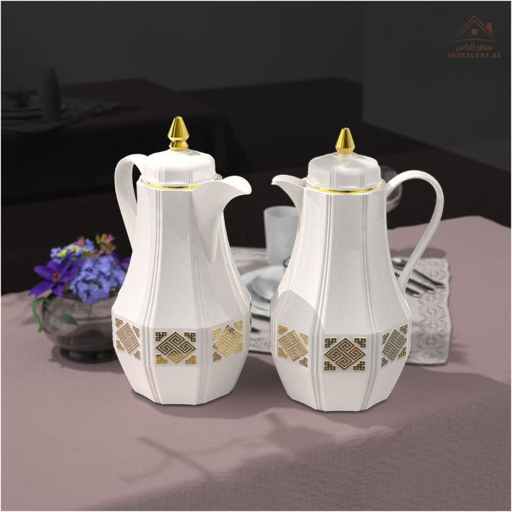 Legend 1.0L Dallah Coffee Pot Set Elegant Arabic Design | ESMA Certified | Pink Glass | 1 - Year Warranty - Souk Al Ras