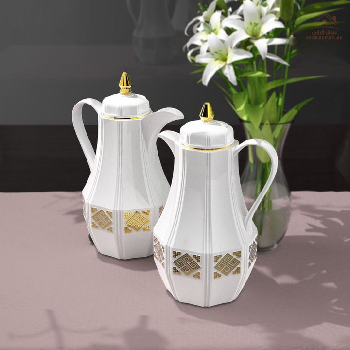 Legend 1.0L Dallah Coffee Pot Set Elegant Arabic Design | ESMA Certified | Pink Glass | 1 - Year Warranty - Souk Al Ras