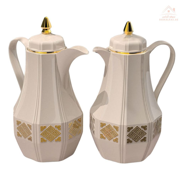 Legend 1.0L Dallah Coffee Pot Set Elegant Arabic Design | ESMA Certified | Pink Glass | 1 - Year Warranty - Souk Al Ras