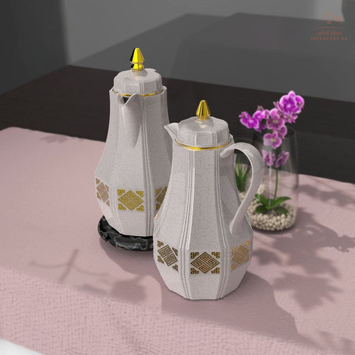 Legend 1.0L Dallah Coffee Pot Set Elegant Arabic Design | ESMA Certified | Pink Glass | 1 - Year Warranty - Souk Al Ras