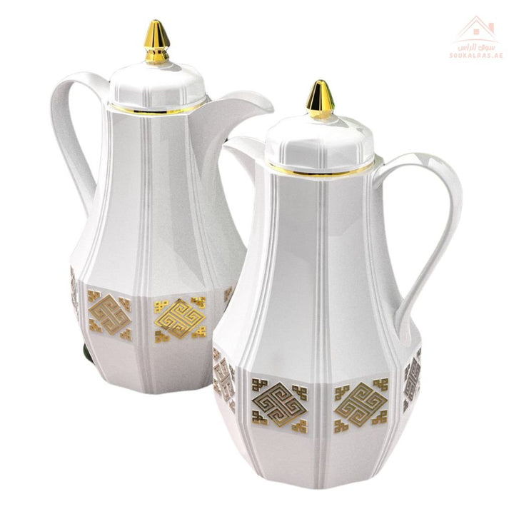 Legend 1.0L Dallah Coffee Pot Set Elegant Arabic Design | ESMA Certified | Pink Glass | 1 - Year Warranty - Souk Al Ras