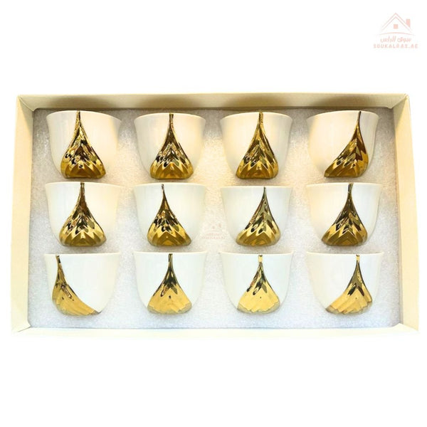 Legend 12 - Piece Arabic Coffee Cups Set | 100ml Gold Pattern | Premium Design |ideal for gifting on Eid, weddings, or special occasions - Souk Al Ras
