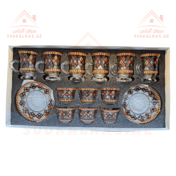 Legend 18 Piece Tea and Coffee Set | Traditional Distinctive Style | Perfect for Hosting | Premium Material | - Souk Al RasTea & Coffee Cups