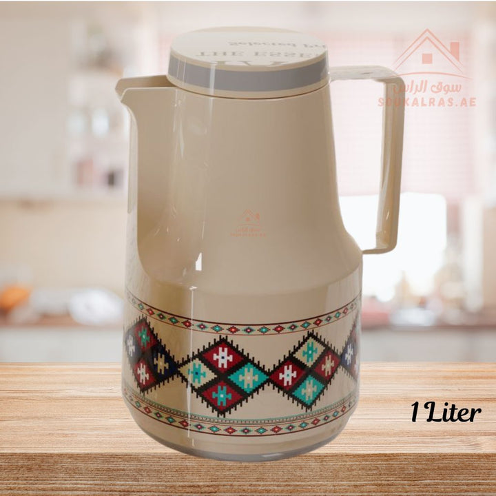 Legend 1L Dallah Set | Heritage Design | Pink Glass Interior | 12 Hours Heat Retention | 3 - Year Warranty | Emirates Quality Certified - Souk Al Ras