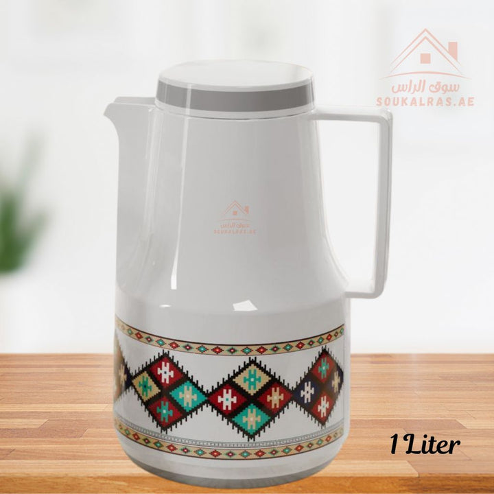 Legend 1L Dallah Set | Heritage Design | Pink Glass Interior | 12 Hours Heat Retention | 3 - Year Warranty | Emirates Quality Certified - Souk Al Ras