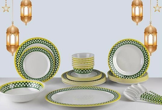 Legend 54 - Piece Melamine Dinner Set for 6 Guests | Durable & Stylish | Ideal for daily meals and festive occasions - Souk Al Ras