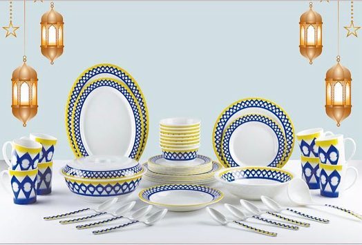 Legend 54 - Piece Melamine Dinner Set for 6 Guests | Durable & Stylish | Ideal for daily meals and festive occasions - Souk Al Ras