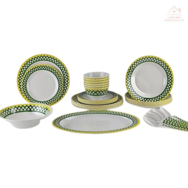 Legend 54 - Piece Melamine Dinner Set for 6 Guests | Durable & Stylish | Ideal for daily meals and festive occasions - Souk Al Ras