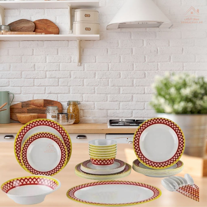 Legend 54 - Piece Melamine Dinner Set for 6 Guests | Durable & Stylish | Ideal for daily meals and festive occasions - Souk Al Ras