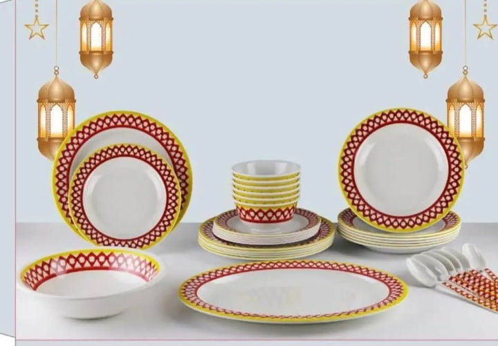 Legend 54 - Piece Melamine Dinner Set for 6 Guests | Durable & Stylish | Ideal for daily meals and festive occasions - Souk Al Ras
