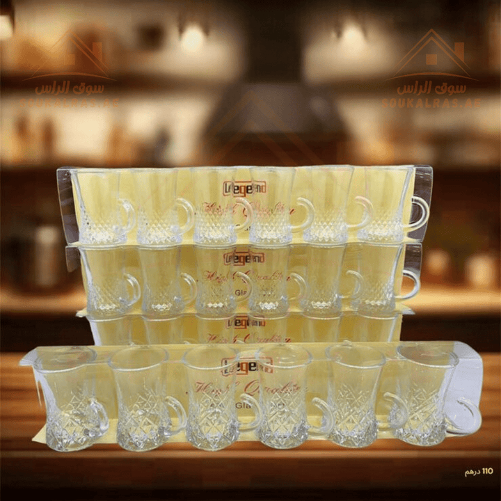 Legend 6 - Set Glass Tea Cups | Elegant Design | Premium Quality - Souk Al Ras