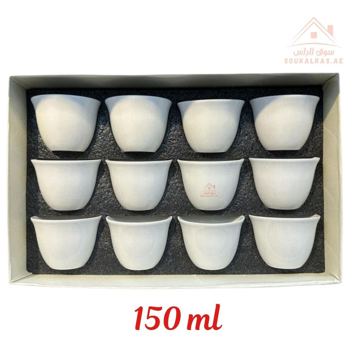 Legend Arabic Coffee Cups | Full White Porcelain Design | Premium Quality | Elegant Hospitality Style - Souk Al Ras