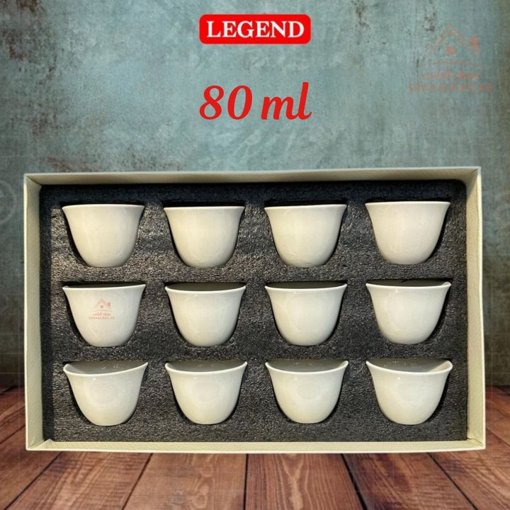 Legend Arabic Coffee Cups | Full White Porcelain Design | Premium Quality | Elegant Hospitality Style - Souk Al Ras