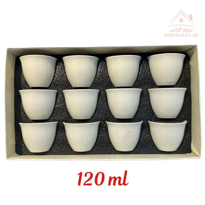 Legend Arabic Coffee Cups | Full White Porcelain Design | Premium Quality | Elegant Hospitality Style - Souk Al Ras