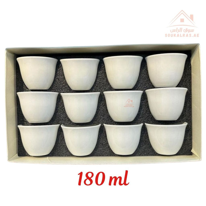 Legend Arabic Coffee Cups | Full White Porcelain Design | Premium Quality | Elegant Hospitality Style - Souk Al Ras