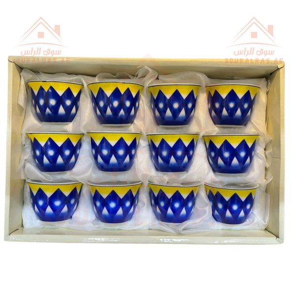 Legend Arabic Coffee Cups Set - 12 Pcs | 80 ML | Premium Porcelain | Elegant Design - Souk Al Ras