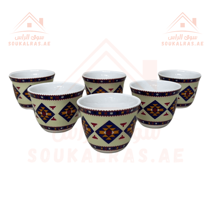 Legend Arabic - Patterned Coffee Set - 12 Pcs | High - Quality Porcelain | Elegant and Exquisite - Souk Al RasCups & Saucer Sets