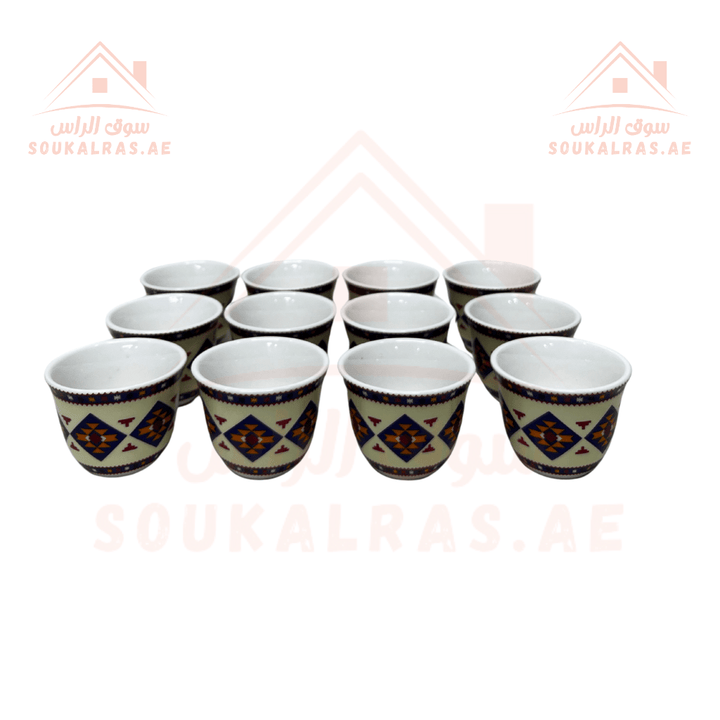 Legend Arabic - Patterned Coffee Set - 12 Pcs | High - Quality Porcelain | Elegant and Exquisite - Souk Al RasCups & Saucer Sets