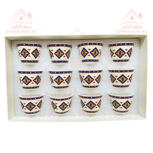 Legend Arabic - Patterned Coffee Set - 12 Pcs | High - Quality Porcelain | Elegant and Exquisite - Souk Al RasCups & Saucer Sets