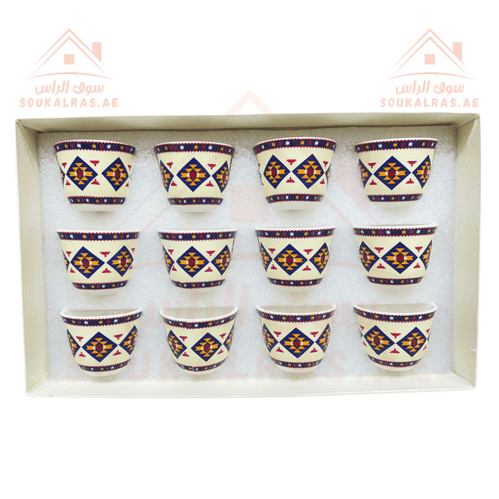 Legend Arabic - Patterned Coffee Set - 12 Pcs | High - Quality Porcelain | Elegant and Exquisite - Souk Al RasCups & Saucer Sets