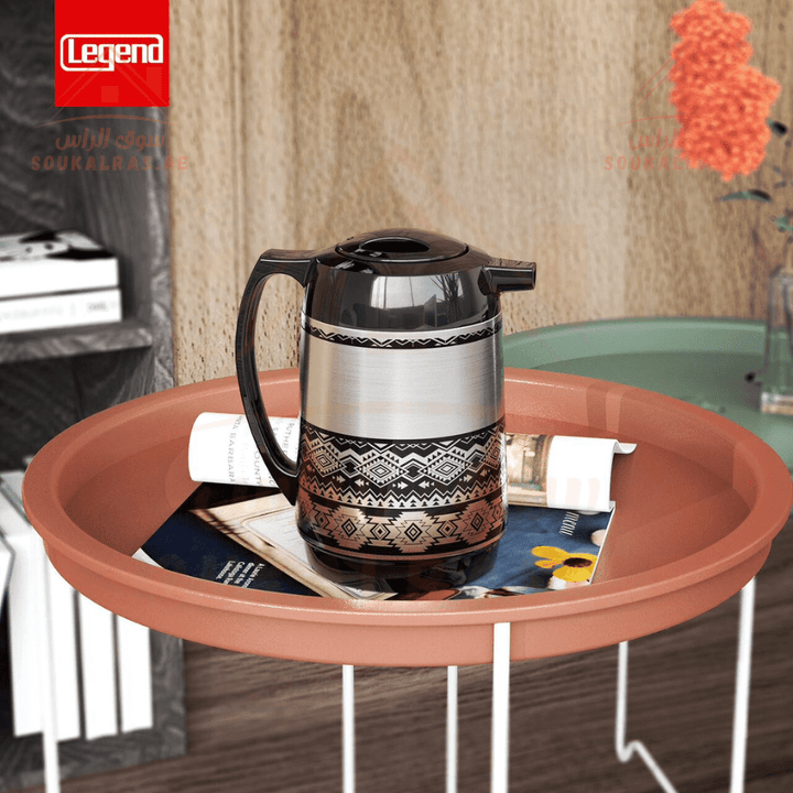 Legend Dallah 0.7L Keeps Heat for 12 Hours Stainless Steel & Pink Glass |3 - Year Warranty|ESMA Certified - Souk Al RasVaccum Flasks - Dallah