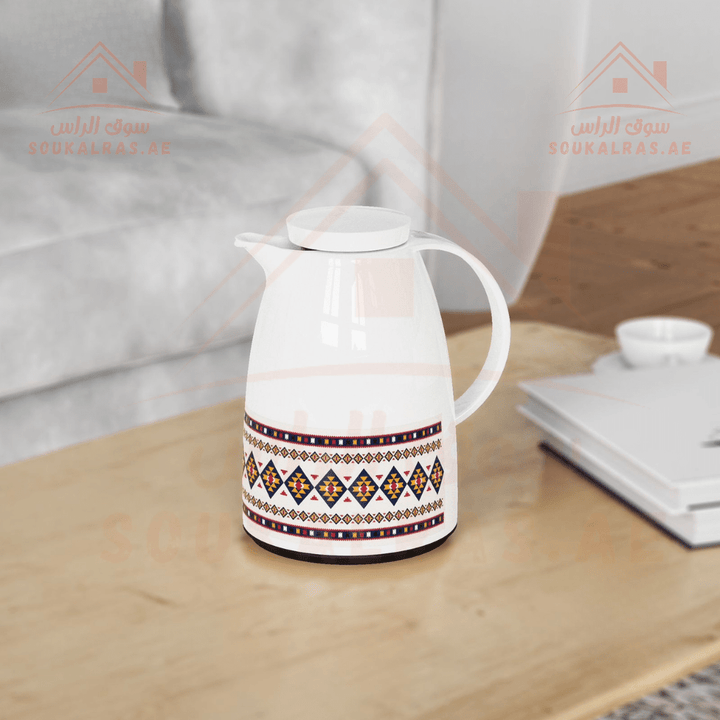 Legend Dallah 1000 ML |Arabic Elegance Design | 12 Hours Heat Retention | Pink Glass Interior | Emirates Quality Certified | 3 Years Warranty - Souk Al Ras