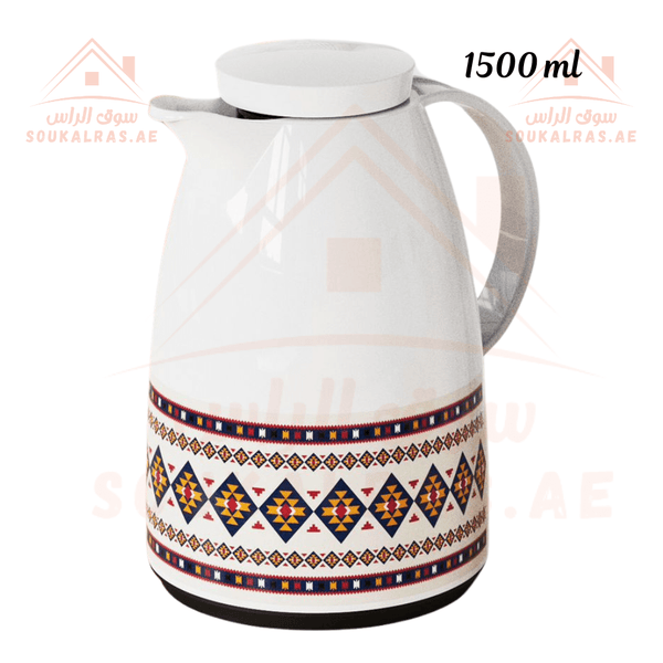 Legend Dallah 1500 ML |Arabic Elegance Design | 12 Hours Heat Retention | Pink Glass Interior | Emirates Quality Certified | 3 Years Warranty - Souk Al Ras